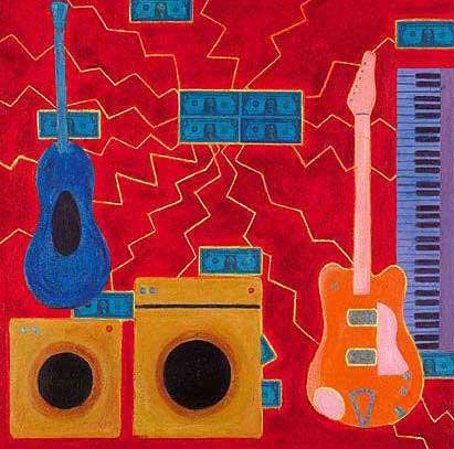 Chris Rea – Chris peppt seine Blues-Anthologie mit selbst gemalten Bildern auf. – Modell Electric Memphis Blues.